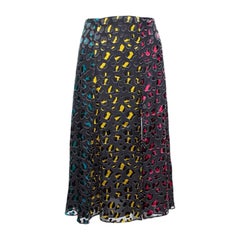 Alice + Olivia Falda Janessa de seda con estampado de leopardo multicolor XS