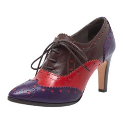 Etro Tricolor Leather Brogue Oxford Ankle Booties Size 36