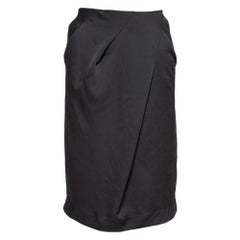 Armani Collezioni Black Georgette Draped Knee Length Skirt L