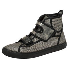 Raf Simons Schwarz karierte Canvas High Top Turnschuhe mit Velcro-Riemen aus Segeltuch Größe 42