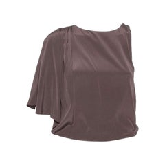 Alice + Olivia Brown Silk Asymmetric Draped Top XS