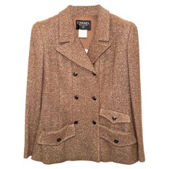 Giacca doppiopetto in tweed marrone Chanel