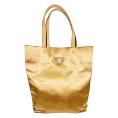 Prada gold silk satin rectangle shape handbag
