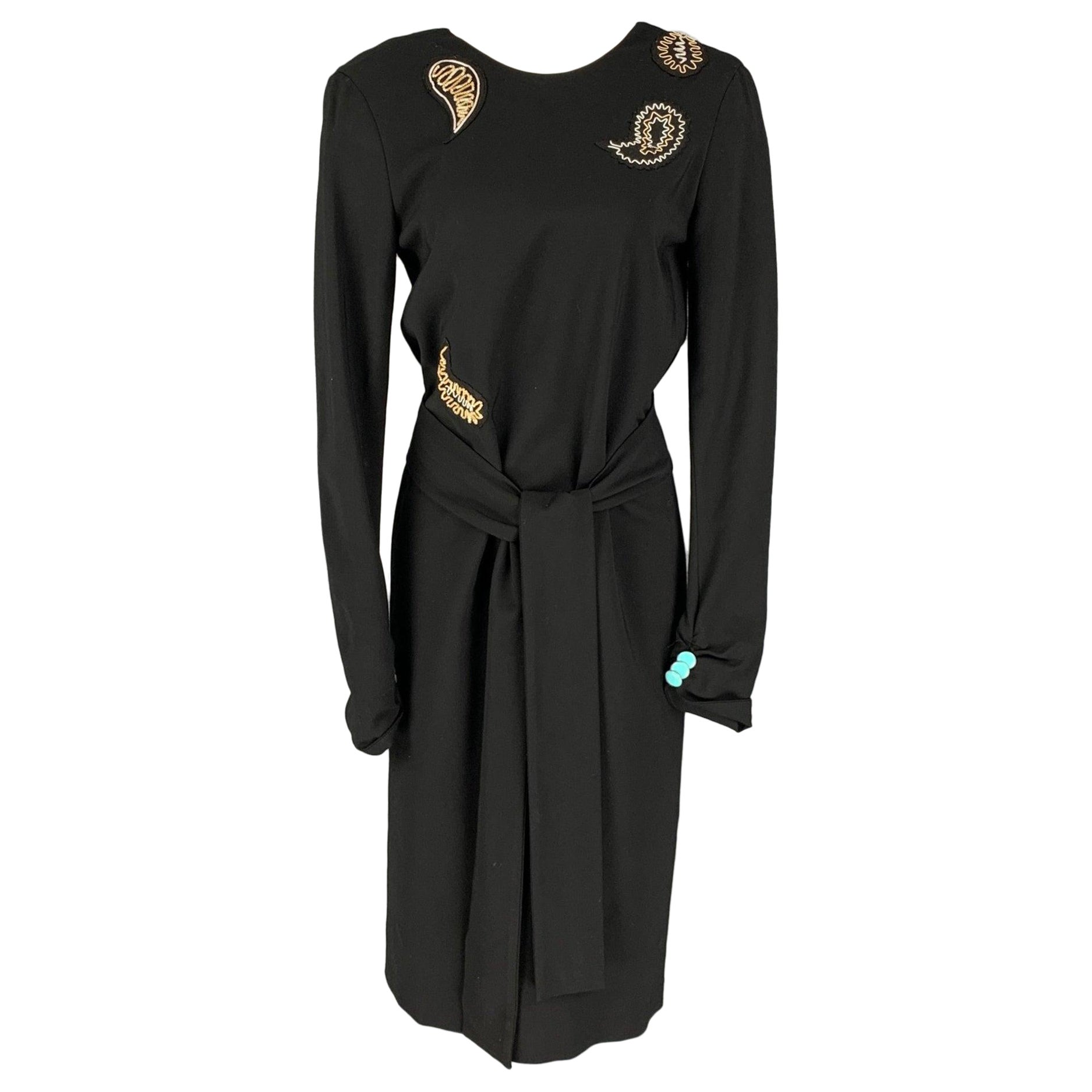 PAUL SMITH Taille 4 Robe longue en jersey noir avec perles, ouverte dans le dos en vente