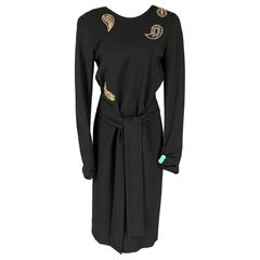 PAUL SMITH Size 4 Black Jersey Beaded Open Back Long Dress
