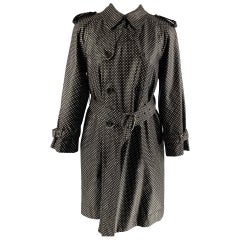 MARC JACOBS Size 4 Black White Silk Blend Polka Dot Belted Trench Coat