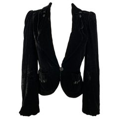 MARC JACOBS Size 2 Black Velvet Single Button Jacket