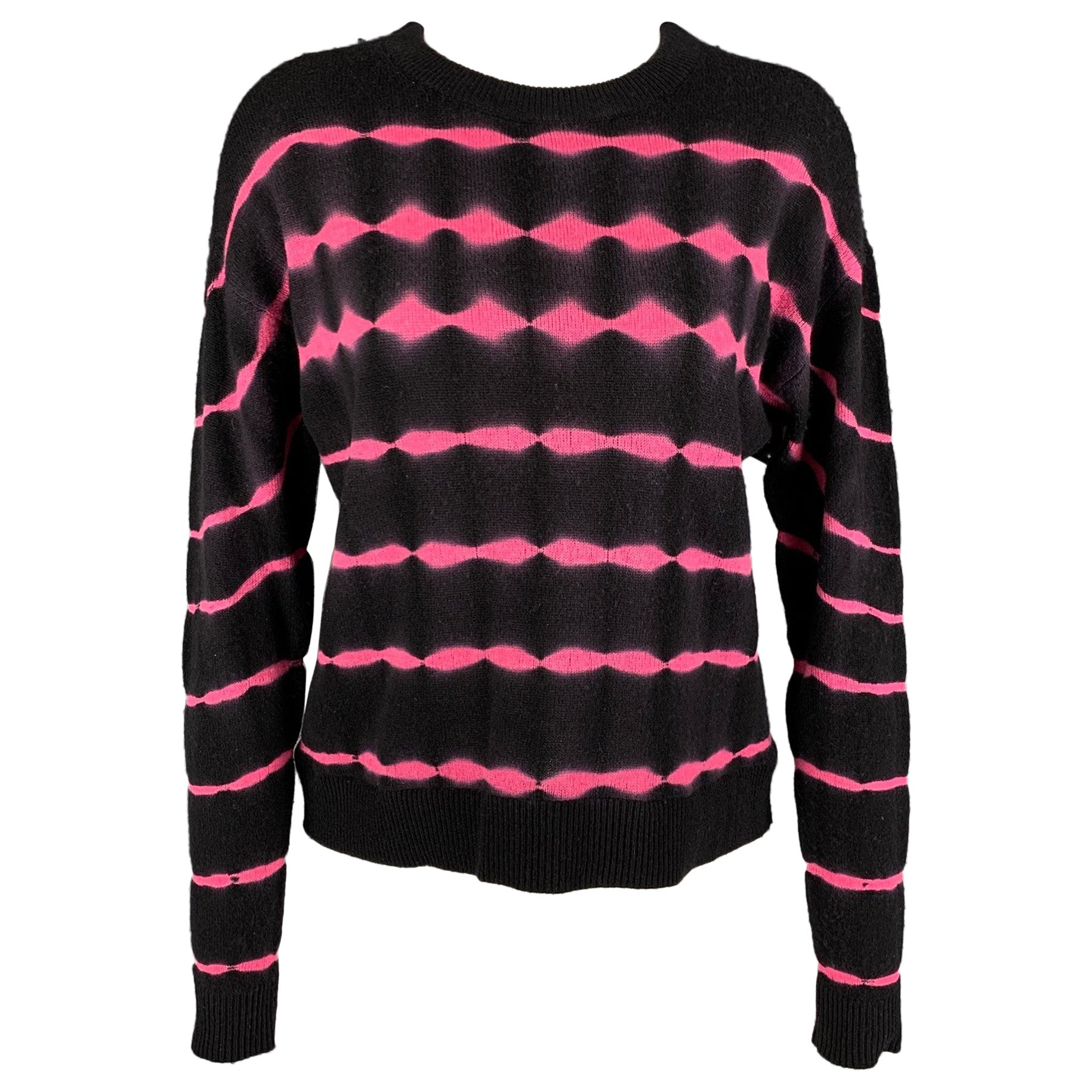 ALICE + OLIVIA Size XS/S Black Pink Cashmere Tie Dye Stretch Blend Pullover For Sale