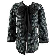 MARC JACOBS Size 2 Green Black White Boucle Textured Jacket Blazer
