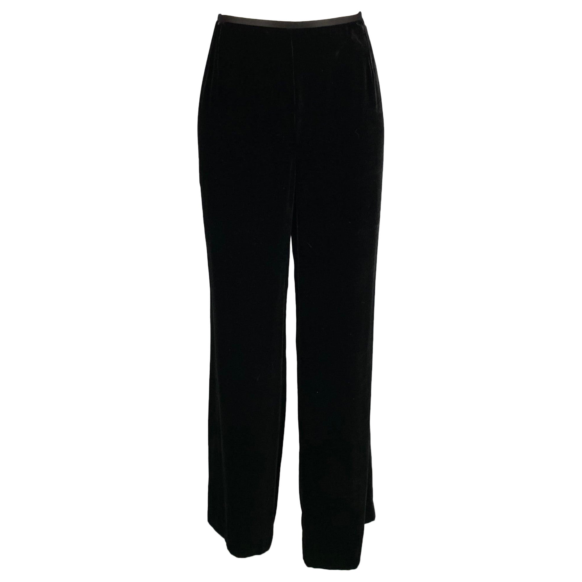 ARMANI COLLEZIONI Pantalones de vestir de pata ancha de terciopelo negro talla 8 en venta
