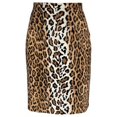 MOSCHINO Size 10 Beige Brown Faux Fur Animal Print Pencil Knee Length Skirt