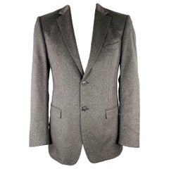 Z ZEGNA Größe 40 Langer grauer einreihiger Sportmantel aus Angora-Mischung