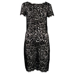 RALPH LAUREN Size 4 Black Cotton Blend Lace Short Sleeve Dress