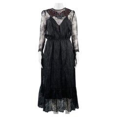 MARC JACOBS Talla 4 Vestido negro de encaje de nailon en forma de A