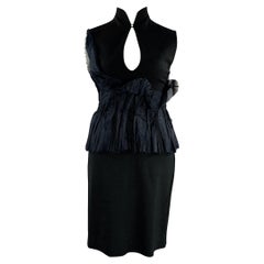 BRIONI Taglia L Abito da cocktail aperto sul retro in cotone mercerizzato nero