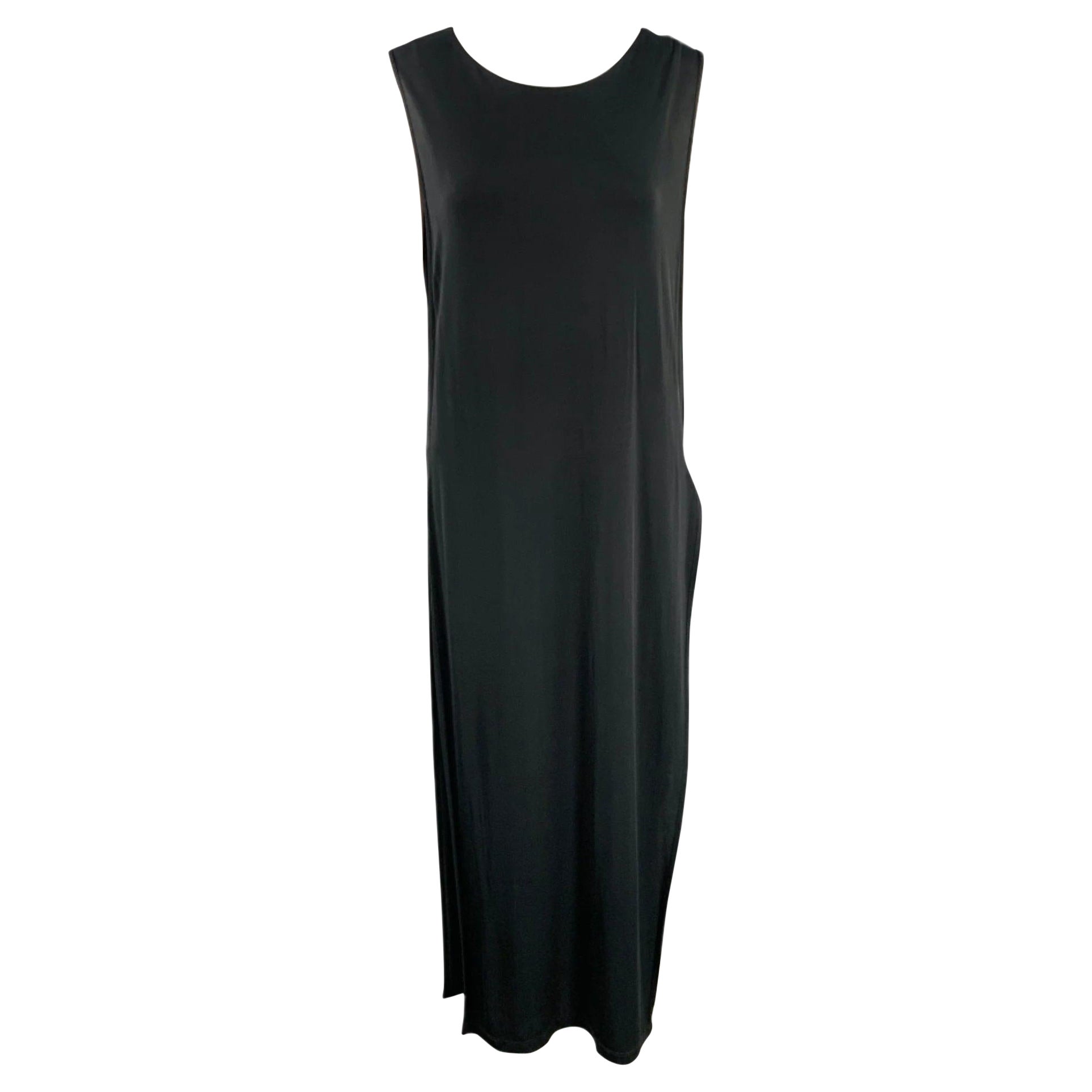 HELMUT LANG Size S Black Jersey Shift High Slit Long Dress For Sale