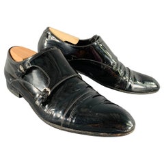 GUCCI Size 9.5 Black Double Monk Strap Lace-Up Shoes