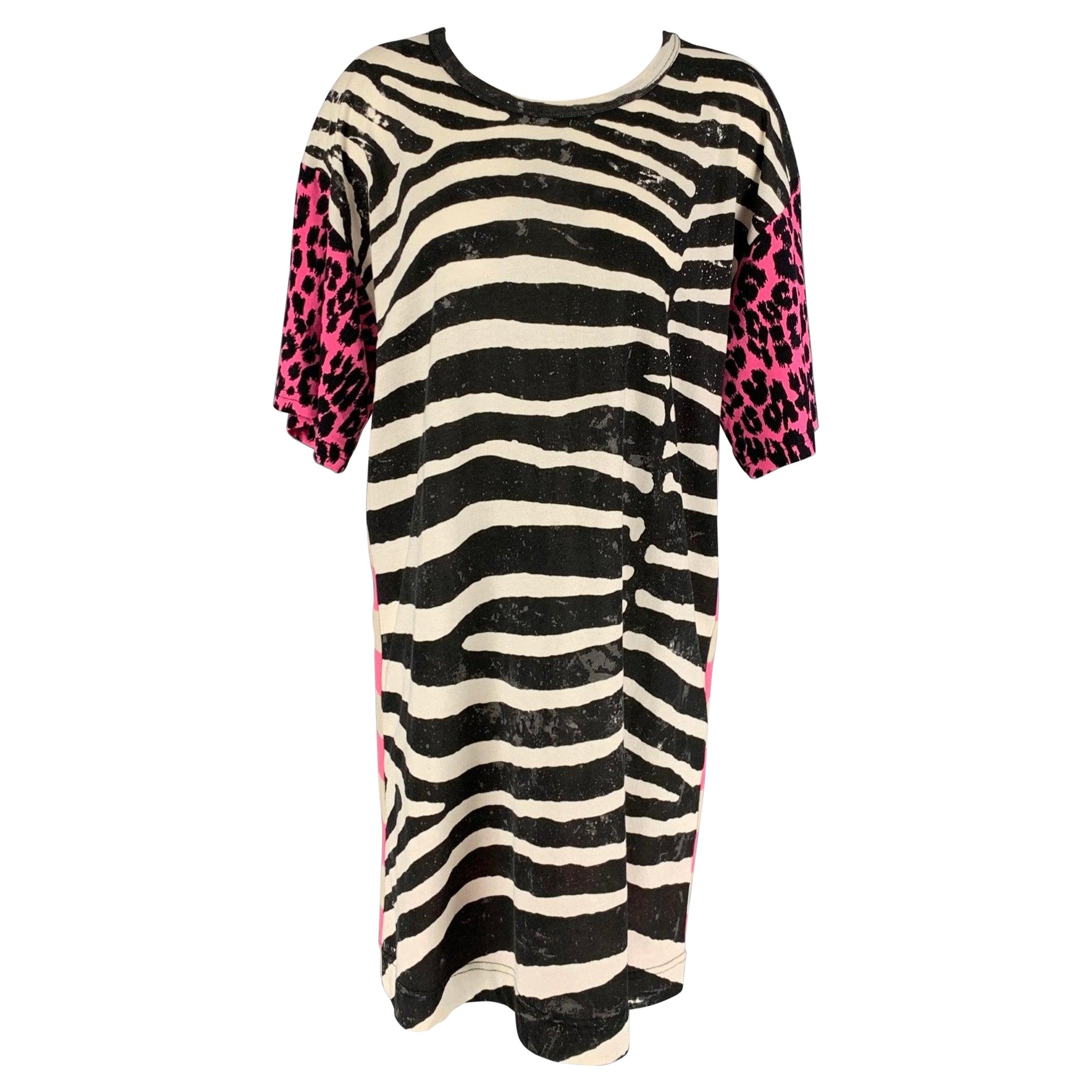 MARC JACOBS Talla XS Blanco Negro Rosa Jersey Animal Print Vestido Camiseta en venta