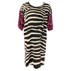 MARC JACOBS Size XS White Black Pink Jersey Animal Print T-Shirt Dress