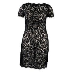 RALPH LAUREN Size 10 Black Cotton Blend Lace Short Sleeve Dress