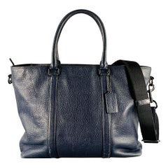 COACH Navy Pebble Grain Leather Tote Bag