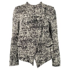 PROENZA SCHOULER Size 2 Black White Cotton Blend Boucle Snaps Jacket Blazer