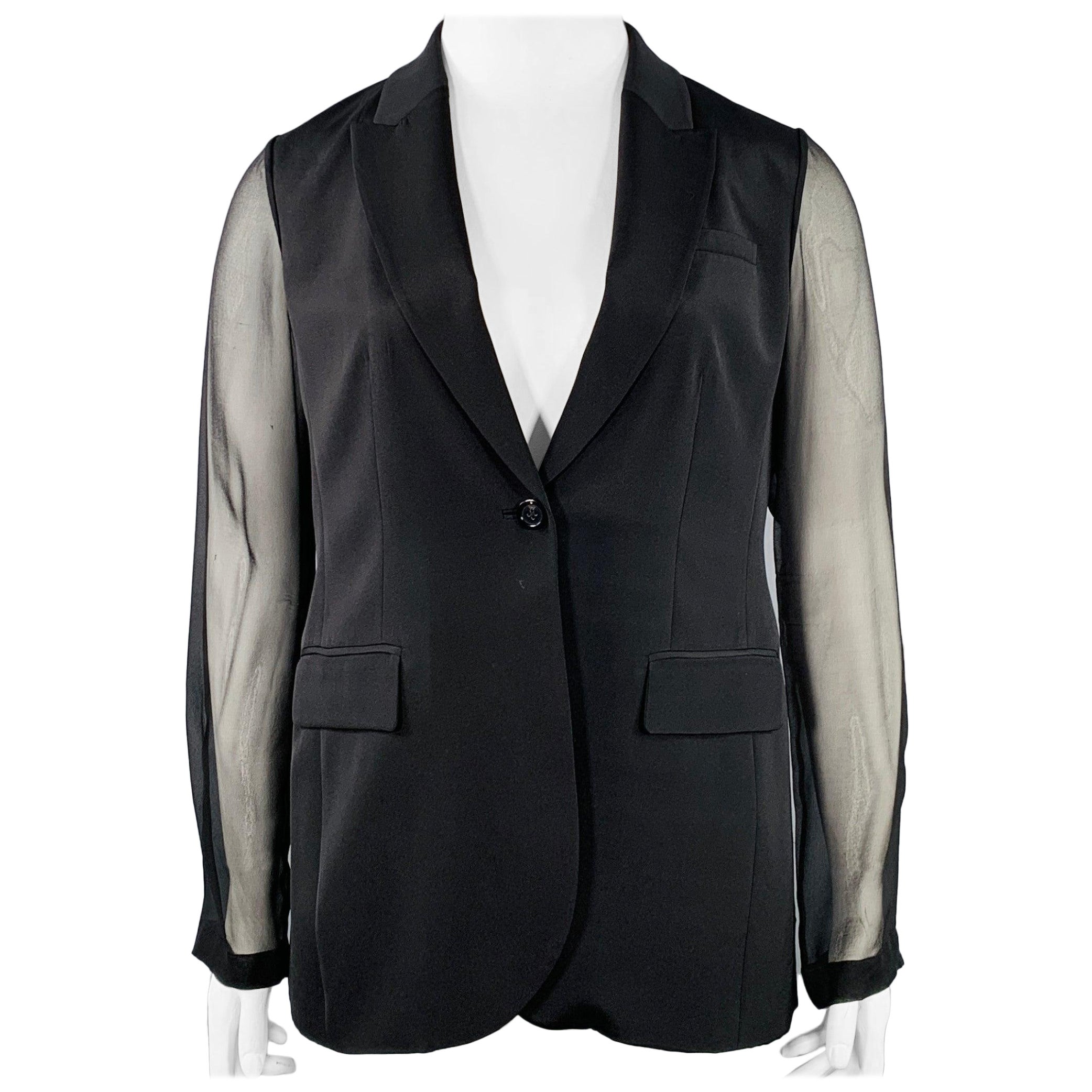 Elie Tahari Taglia 10 Giacca Blazer in poliestere nero con un solo bottone in vendita
