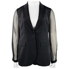 Elie Tahari Taglia 10 Giacca Blazer in poliestere nero con un solo bottone