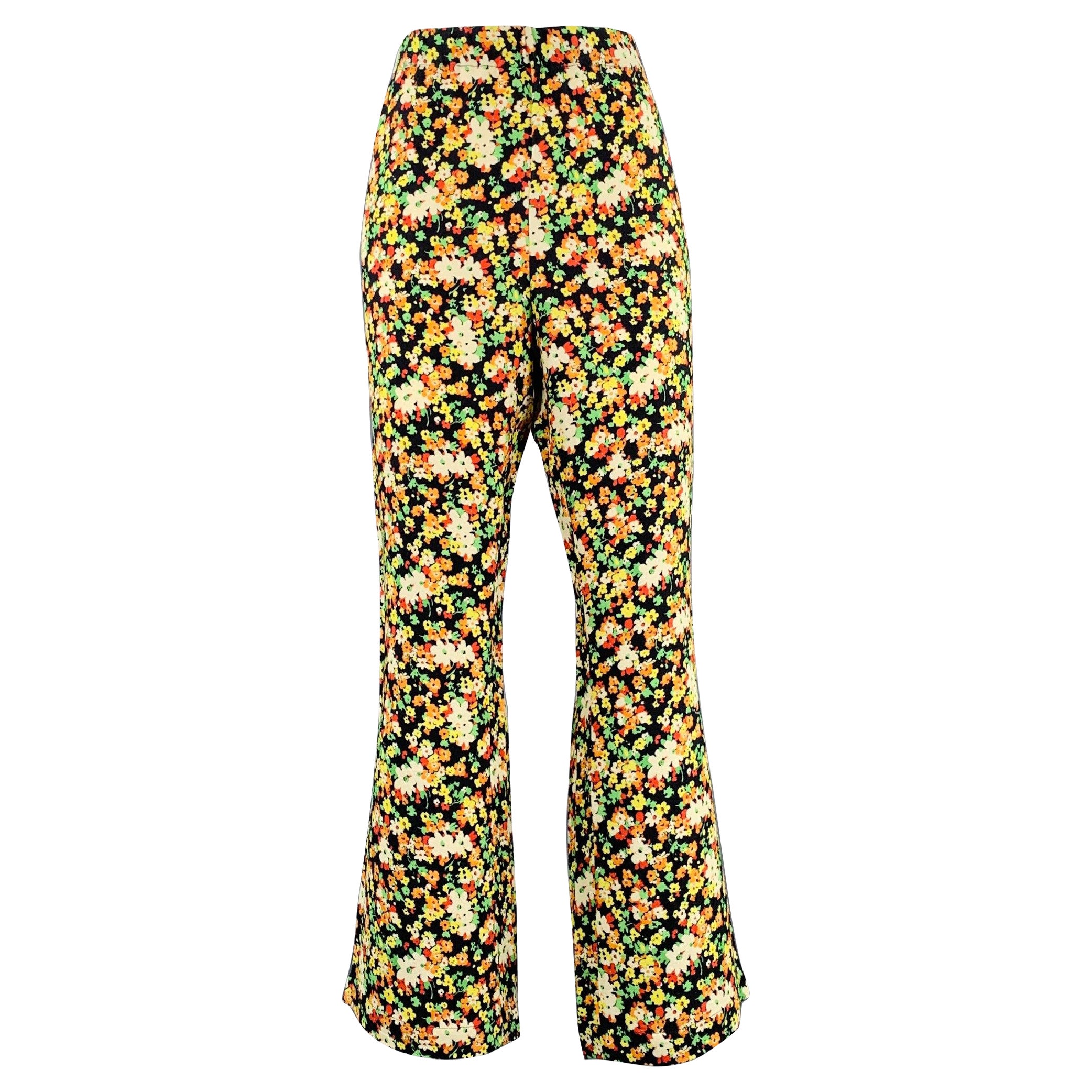 MARNI Größe M Schwarz Mehrfarbig Viskose Floral Elastischer Bund Freizeithose