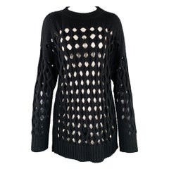 OSCAR DE LA RENTA Size M Black Cut Out Cable Knit Sweater