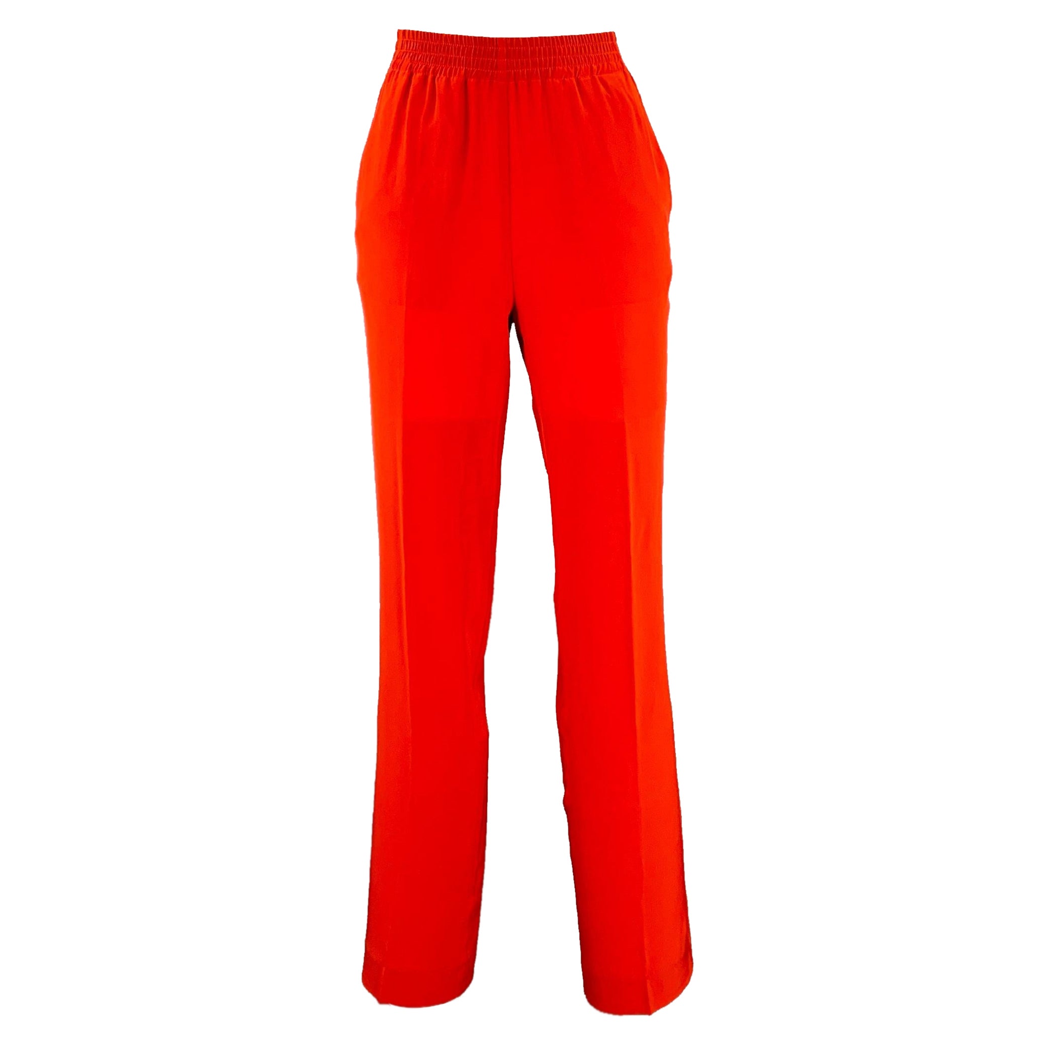 NEIL BARRETT Size M Red Silk Elastic Waistband Casual Pants For Sale