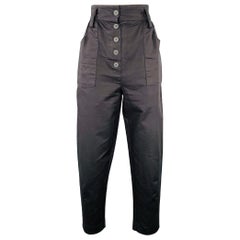 MAJE Pantalones Casual Cintura Alta Mezcla Algodón Negro Talla 2