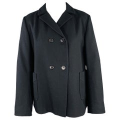 JIL SANDER Size 6 Black Virgin Wool Double Breasted Jacket