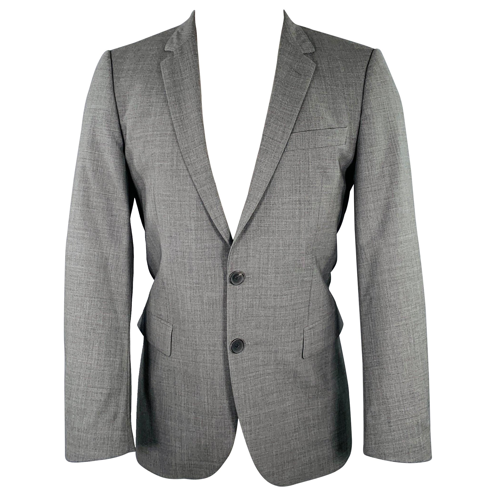 HUGO BOSS Cappotto sportivo monopetto in misto lana vergine grigio taglia 38 in vendita