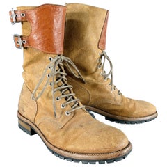 PAUL SMITH Botas con cordones de piel envejecida color tostado talla 7