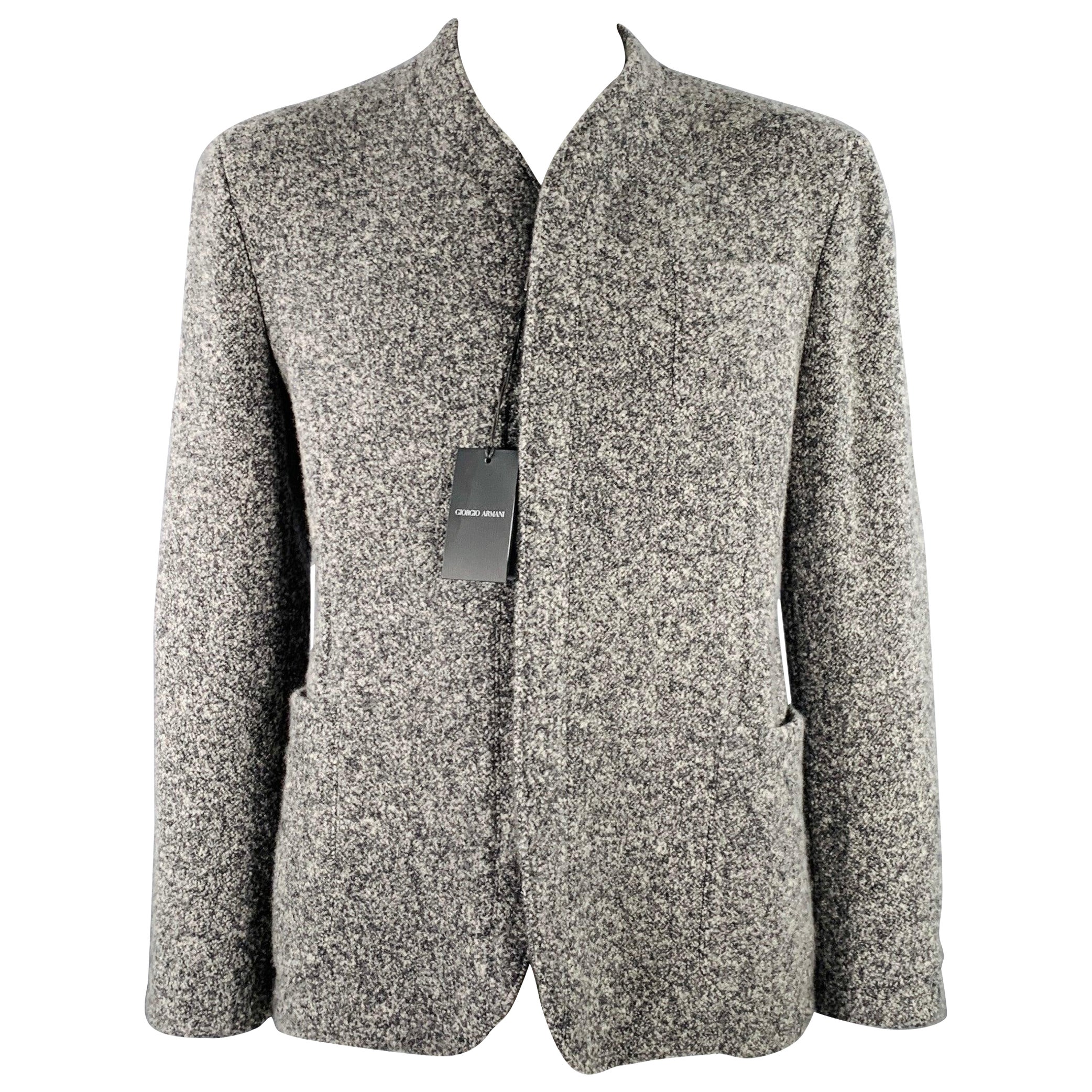 GIORGIO ARMANI Chaqueta de seda cachemira tweed gris marengo talla 44
