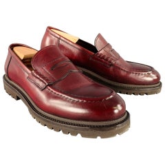 Brunello Cucinelli misura 12 mocassini in pelle di Borgogna