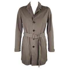 Burberry Prorsum Taglia 42 Grigio Carbone Twill Cotone Cappotto monopetto