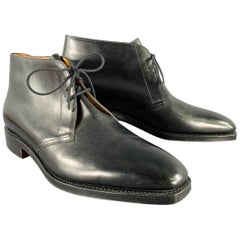 JOHN LOBB Botines con cordones de piel negra Giono talla 10