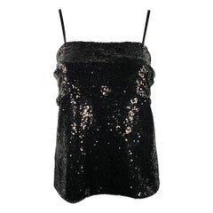 PRABAL GURUNG Größe 0 Schwarzes drapiertes Kleid aus Polyester mit Paillettenbesatz Top
