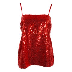 PRABAL GURUNG Größe 2 Rotes Polyester Pailletten drapiertes Kleid Top