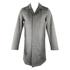 JIL SANDER Size 34 Grey Herringbone Polyamide Hidden Snaps Coat