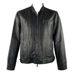 I John Varvatos Taille 44 Veste zippée en coton lin noir