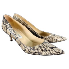 JIMMY CHOO escarpins à talons en peau de python gris crème taille 11