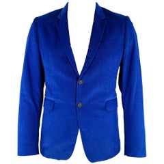 PAUL SMITH Size 42 Blue Corduroy Cotton Notch Lapel Sport Coat