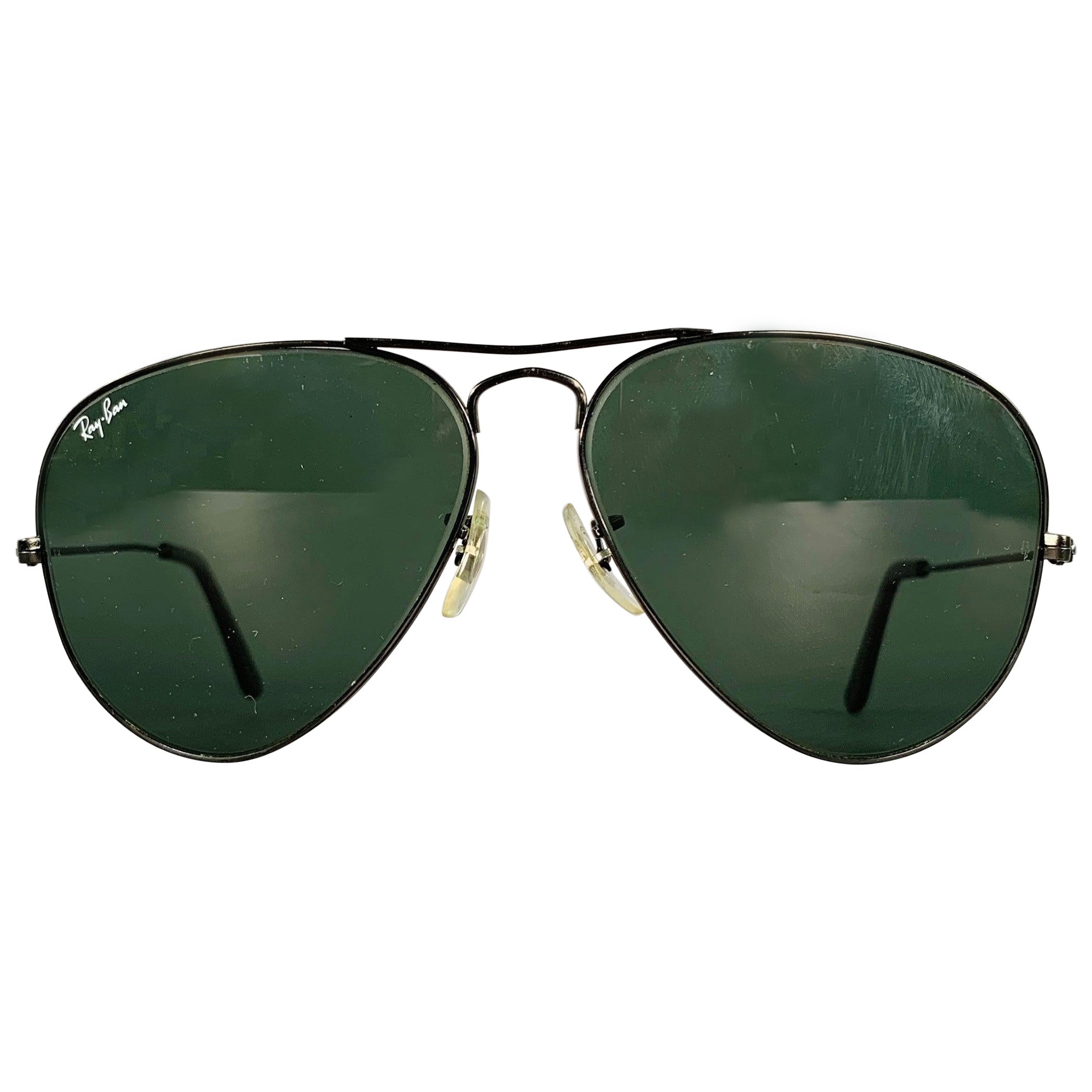 RAY-BAN Black Metal Aviator Sunglasses For Sale