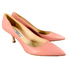 PRADA Size 7 Pink Leather Kitten Heel Pumps