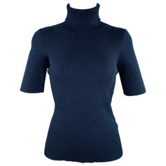 3.1 PHILLIP LIM Size M Navy Wool Blend Ribbed Pullover