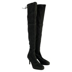 Used STUART WEITZMAN Size 8 Black Suede Stiletto Boots