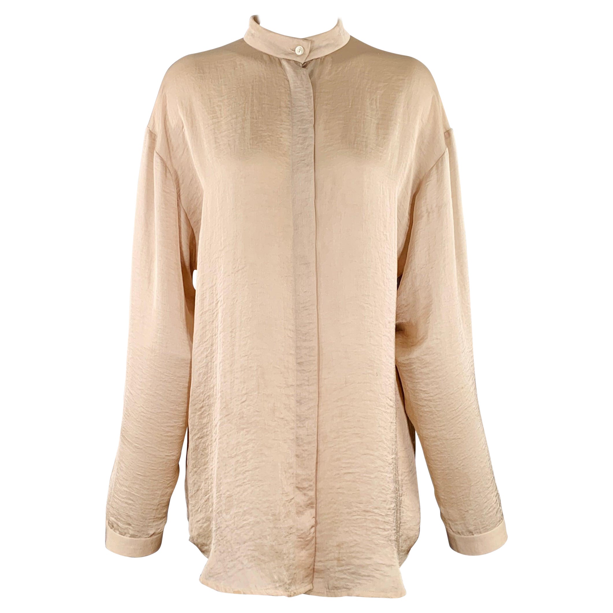 HAIDER ACKERMANN Size M Pink Rose Collarless Shirt For Sale